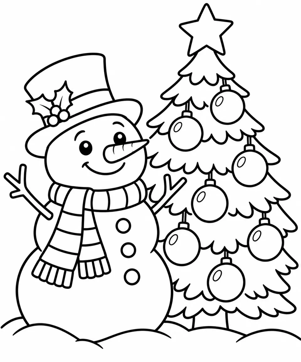 Simple snowman and Christmas tree logo example