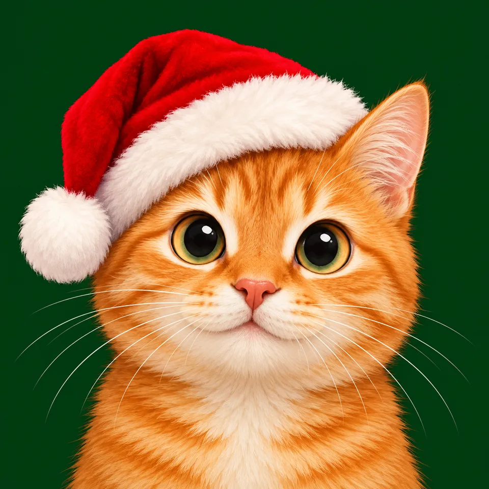 Santa hat cat avatar logo example