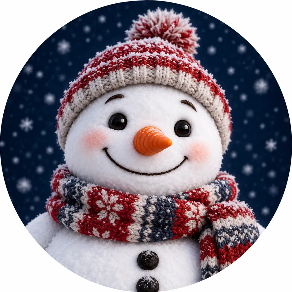 Knitted scarf snowman avatar logo example
