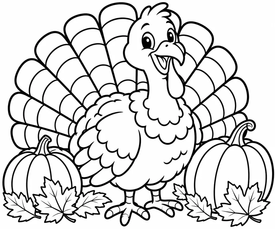 Simple turkey and pumpkins
