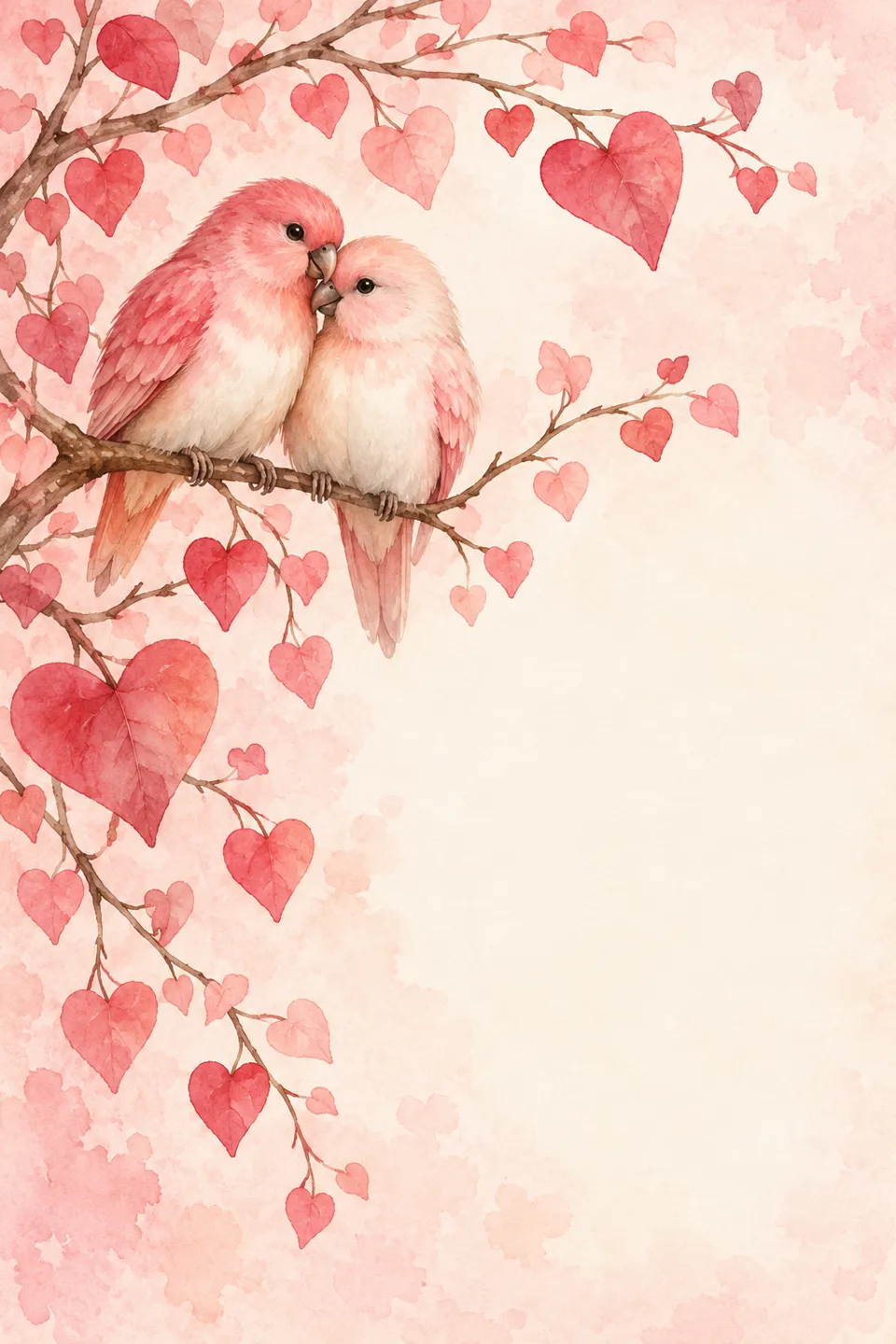 Watercolor lovebirds card logo example