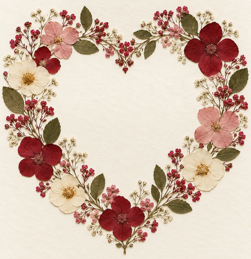 Pressed-flower heart card logo example
